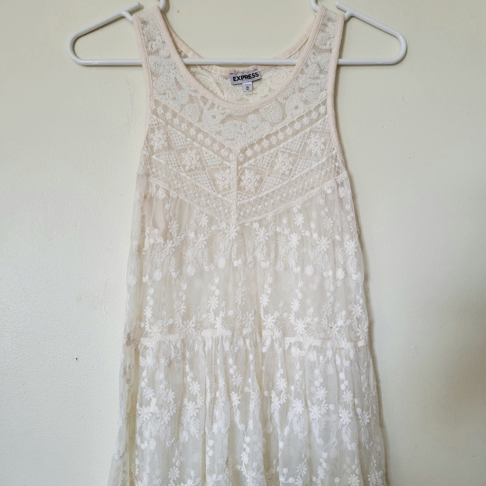 Sheer lace flare tank top